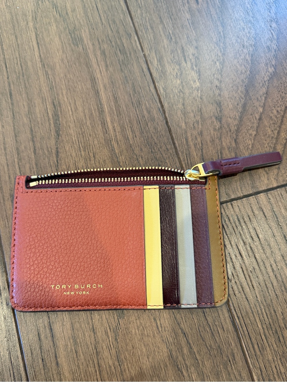 Tory Burch Colorblock Leather Zip Card Holder - C4-077